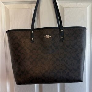 Coach Dark Brown and Black Signature Tote